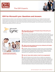 E911 for Microsoft Lync: Questions and Answers